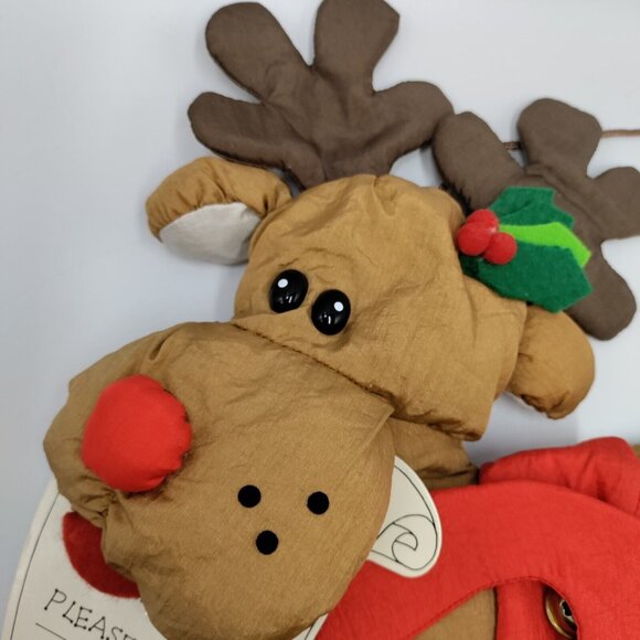 Lot of Vintage Christmas Decor Puffy Nylon Parachute Material - Santa & Reindeer - Picture 9 of 14